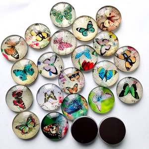 Autocollant de réfrigérateur vintage papillon, aimant rond tridimensionnel en verre pour tableau blanc, autocollant de réfrigérateur - Product Image 4