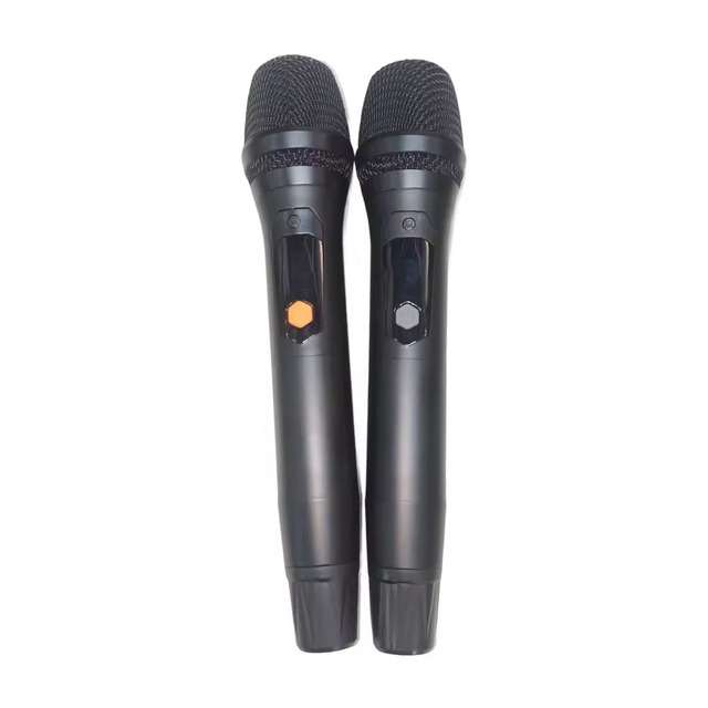 2UHF Anti-Howling Rechargeable Receiver Plug Play Set Dual Wireless Dynamic Metal Karaoke Microphone System
