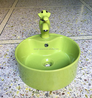Lavabo en céramique coloré pour enfants, produits d'hygiène de salle de bain pour bébés, avec trou de robinet, livraison gratuite