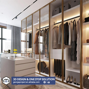 <span class=keywords><strong>Armadio</strong></span> Moderno in Legno su Misura con Porta in Vetro, Cabina <span class=keywords><strong>Armadio</strong></span> Regolabile per Camera da Letto o Soggiorno per Ville - Product Image 1