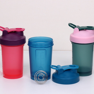 400ml（14オンス）プロテインシェイカーボトル、ストロー付きプラスチックPP製、携帯用ジムギフト、スポーツウォーターカップ、販促用、ロゴ印刷対応 - Product Image 1