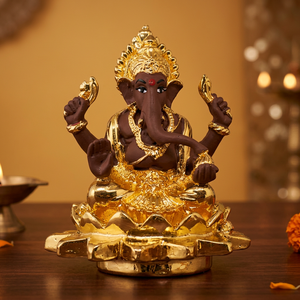 2.5 Inch Gold Plated Stainless Steel Ganesh Idol Handmade Traditional <b>Religious</b> <b>Statue</b> For Home Temple Decor And Gifting - Product Image 3