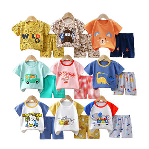 RTS – ensemble de vêtements d'été de haute qualité pour bébé, t-shirts pour enfants, costume en coton pour garçon, t-shirt à manches courtes personnalisé avec pantalon pour enfants - Product Image 1