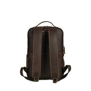 Crazy Horse sac à dos vintage <span class=keywords><strong>en</strong></span> cuir véritable pour ordinateur portable couleur café sac à dos de <span class=keywords><strong>voyage</strong></span> et d'affaires - Product Image 4
