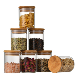 Juego <span class=keywords><strong>de</strong></span> 12 Recipientes <span class=keywords><strong>de</strong></span> Vidrio Borosilicato <span class=keywords><strong>con</strong></span> Tapas <span class=keywords><strong>de</strong></span> Bambú, Frascos Herméticos para Almacenar Alimentos, Galletas, Dulces y Nueces - Product Image 3