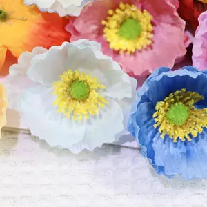 Fleurs artificielles en gros à bas prix, têtes de fleurs de pavot en soie pour la décoration de gâteaux - Product Image 4