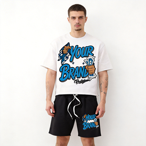 Conjunto de Dos Piezas Personalizado Estilo Vintage, Camiseta sin Mangas con Estampado Digital y Pantalones Cortos de Punto, Traje Deportivo 100% Algodón para Hombre - Product Image 2