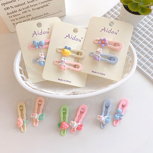 Pinza de pelo de dibujos animados coreanos para niñas, pinza de pico de pato con flor dulce, no daña el cabello, horquilla para niños, flequillo, horquilla rota, 2 unids/set - Product Image 2