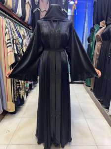 Nuova Abaya Tradizionale Islamica di Dubai 2025 per Donne, Bellissimo Abito Nero dall'Arabia Saudita, Accessori Musulmani del Golfo - Product Image 5