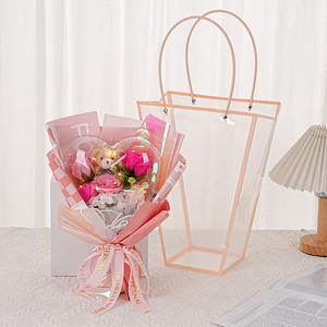 Bouquet de fleurs de savon en forme de cœur en acrylique <span class=keywords><strong>Pop</strong></span> <span class=keywords><strong>It</strong></span> Nouveau cadeau de la Saint-Valentin Ours en peluche Fleur éternelle - Product Image 2