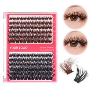 Pestañas postizas individuales negras con logotipo personalizado, pestañas postizas <span class=keywords><strong>de</strong></span> segmento <span class=keywords><strong>de</strong></span> racimo DIY, racimos <span class=keywords><strong>de</strong></span> pestañas esponjosas marrones - Product Image 5