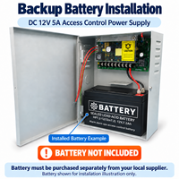 Alimentation 12V 5A pour contrôle d'accès avec boîtier métallique et prise en charge de la batterie de secours AC 100-240V 50/60Hz