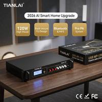 Amplificateur de sonorisation 60 120 180 Watts avec Bluetooth USB pour système de sonorisation, musique d'ambiance, hub audio, mixeur audio