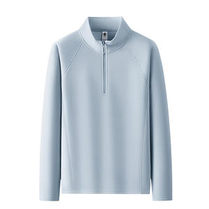 Otoño Invierno <span class=keywords><strong>sudadera</strong></span> deportiva para hombre personalizado Color sólido soporte pesado 100% poliéster media cremallera suelta ajuste chaqueta transfronteriza - Product Image 1