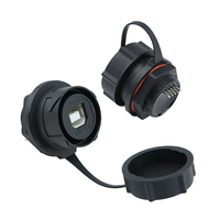 LSHITECH M21 Conector USB Tipo B Hembra para Montaje en Panel, IP67, Níquel con Baño de Cobre Dorado, para Gabinetes de Control Industrial