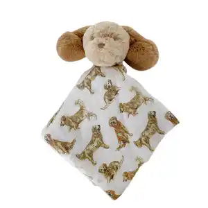 Penjualan Terbaik mainan boneka bayi kepala beruang nyaman bayi mainan selimut bayi katun organik ramah kulit