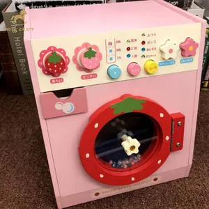 Jouet Machine à laver en bois, multifonction, pour le cognitif préscolaire, pour faire semblant du linge