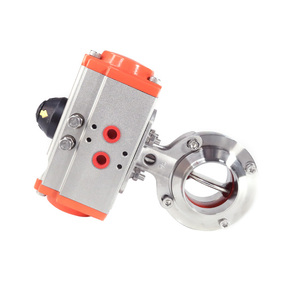 Пневматический сварной санитарный дисковый затвор Wensen из нержавеющей стали 304/316 с быстрой регулировкой и ручным управлением - Product Image 2