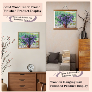 Kit de peinture diamant Bouquet de fleurs violettes, avec diamants ronds, cadre imprimé, style classique rectangulaire, pour artisanat DIY et décoration artistique - Product Image 5