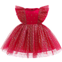 Robe de princesse d'été personnalisable en mousseline de soie avec perles et imprimé feuille d'or sans manches pour filles de 2 à 14 ans