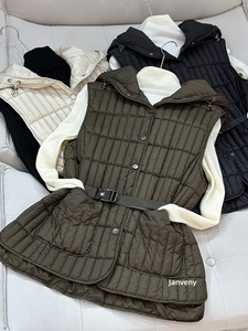 Janveny 2026 Nouvelle Collection Automne Hiver Gilet matelassé <span class=keywords><strong>sans</strong></span> manches pour <span class=keywords><strong>femme</strong></span>, 90% duvet de canard blanc, à capuche, ceinturé, simple boutonnage - Product Image 6