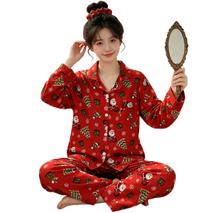 批发新款秋季系列女式圣诞睡衣和家居服长袖长裤套装 - Product Image 1