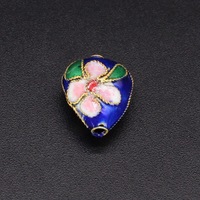 Perle d'espacement en émail cloisonné traditionnel haute température, style filigrane argenté-bleu, pour accessoires de bijoux DIY, style Jingtailan, 14mm