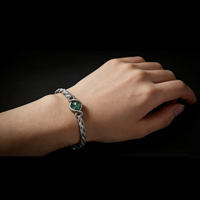 Breloques artisanales minimalistes en laiton plaqué argent pour la fabrication de bijoux, bracelet en cordon avec quartz fantôme vert taille coussin