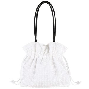 Bolso de Hombro con Cordón Estilo Coreano, para Mujer, Uso Diario, Todas las Temporadas, Ligero, Color Sólido, Lona - Product Image 3