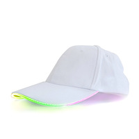 Gorra de Béisbol de 6 Paneles con Luces LED para Hombre, 100% Algodón, Protección Solar para Exteriores, Diseño Fluorescente Luminoso de Fábrica