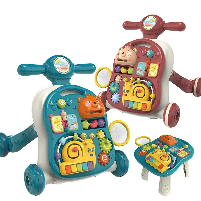 Frühes Lernen Puzzle Lernspiel Tisch Kinderwagen Spielzeug 3 in 1 Multifunktions-Plastik musik Baby Walker