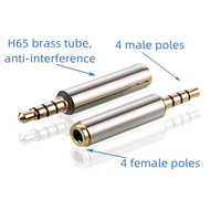 Adaptateur convertisseur audio universel plaqué or 3.5mm 4 pôles mâle vers femelle pour haut-parleurs moniteurs écouteurs casque microphones