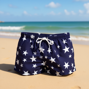 Buonic Pantaloncini da bagno da donna con stampa a stelle Blu navy Taglia M L XL XXL Pantaloncini da bagno casual da spiaggia - Product Image 2