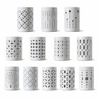 En gros, Brûleur d'huiles essentielles en céramique blanche ajourée, chauffe-cire et porte-bougie chauffe-plat pour la décoration intérieure