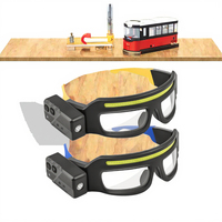 Gafas con Sensor de Movimiento y Linterna Frontal LED COB, Batería Recargable USB Tipo-C, Ajustables, IP55, Modo Luz Roja, Linterna Frontal LED con Gancho para la Oreja