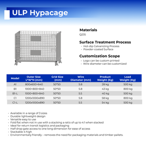 Gabbia di Stoccaggio in Rete Metallica Ulpool |   Contenitore Logistico Pieghevole e Impilabile per Magazzino e Componenti Automobilistici - Product Image 6