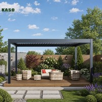 Toit à lamelles motorisé de luxe avec éclairage LED, télécommande, système intelligent imperméable 6063-T5, pergola bioclimatique en aluminium