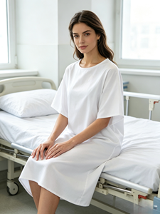 Camice Ospedaliero Monocolore OEM di Fabbrica, Design con Bottoni Posteriori per Uso Medico - Product Image 2