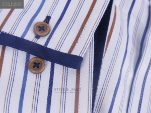 Chemise habillée formelle pour homme 100 % coton sergé teint en fil rayé à manches longues écologique séchage rapide anti-rétrécissement anti-boulochage été - Product Image 5
