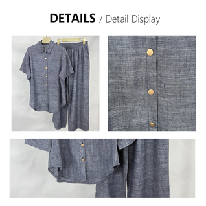 Conjunto Casual <span class=keywords><strong>de</strong></span> <span class=keywords><strong>Dos</strong></span> <span class=keywords><strong>Piezas</strong></span> <span class=keywords><strong>para</strong></span> Mujer, Transpirable, Camisa <span class=keywords><strong>de</strong></span> Color Sólido y Pantalones Anchos, Elegante Traje <span class=keywords><strong>de</strong></span> Verano <span class=keywords><strong>para</strong></span> el Día a Día - Product Image 6