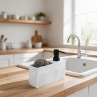Distributeur de savon pour évier effet sable et pierre avec pompe, bouteille haute rechargeable pour lavage des mains et savon à vaisselle en cuisine