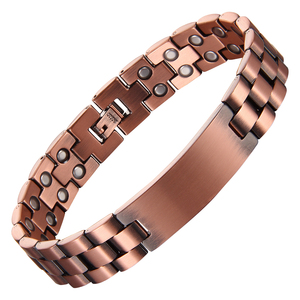 Bracelet BioMagnétique Ajustable pour Hommes et Femmes, en Cuivre Pur, Motif Trèfle, Pierres Incrustées, Énergisant et Guérissant - Product Image 4