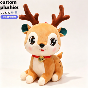 Peluche <span class=keywords><strong>di</strong></span> <span class=keywords><strong>Cervo</strong></span> Natalizio Kawaii con Campanello Dorato sul Collare Rosso, Vendita all'Ingrosso per Regali per Bambini - Product Image 1