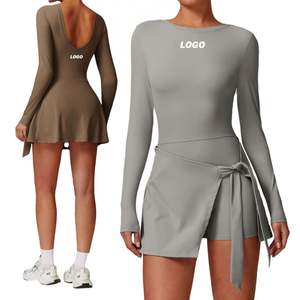 Logotipo personalizado Ropa de mujer Manga larga Golf Deportes Vestido Faldas DE TENIS Onesie Body Vestido DE TENIS Yoga Mono con vendaje - Product Image 1