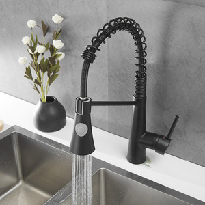 Black Brass 2 Way Water Outlet Kitchen Single Handle Pull <b>Down</b> Spring Kitchen Tap AT8834B Black Adds Modern Elegance to Y - Product Image 2