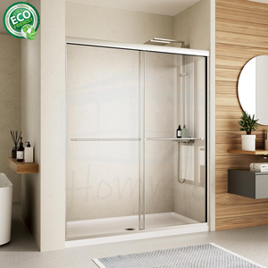 Porte de douche semi-cadre 10 mm en verre transparent nickel brossé coulissante silencieuse vente en gros - Product Image 3