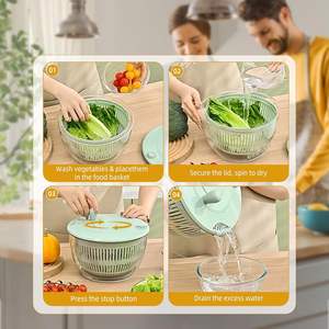 2 in 1 Strainers Drain Basket Rotary Handle Fruit Washer Quick Dry <b>Vegetable</b> Lettuce Dryer Salad Spinner With <b>Vegetable</b> <b>Chopper</b> - Product Image 3