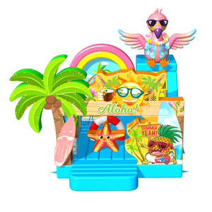 WINSUN Inflatable Tropical Flamingo Bouncy Castle with <b>Slide</b> PVC Waterproof CE for Kids Party Amusement Park Custom Logo - Product Image 4