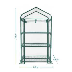 Mini invernadero de 3 niveles para plantas 69x49x125 cm, estructura de acero con cubierta de PVC, para uso en balcón o jardín. - Product Image 2