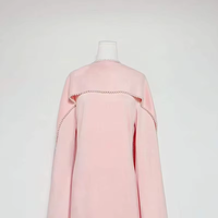Abaya de luxe R-490, couleur unie, respirante, faite à la main en polyester, élégante, longueur ras du sol, style cape et châle, pour le Moyen-Orient arabe